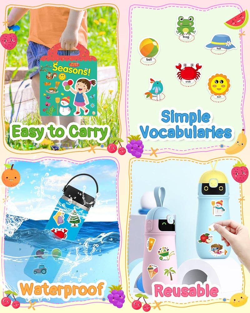 Benresive Reusable Sticker Books for Toddlers, Fun Travel Stickers for Kids, Toddler Sticker Book, Crafts Activities for Toddlers, 3 and Up Birthady Gifts - Season - Image 5